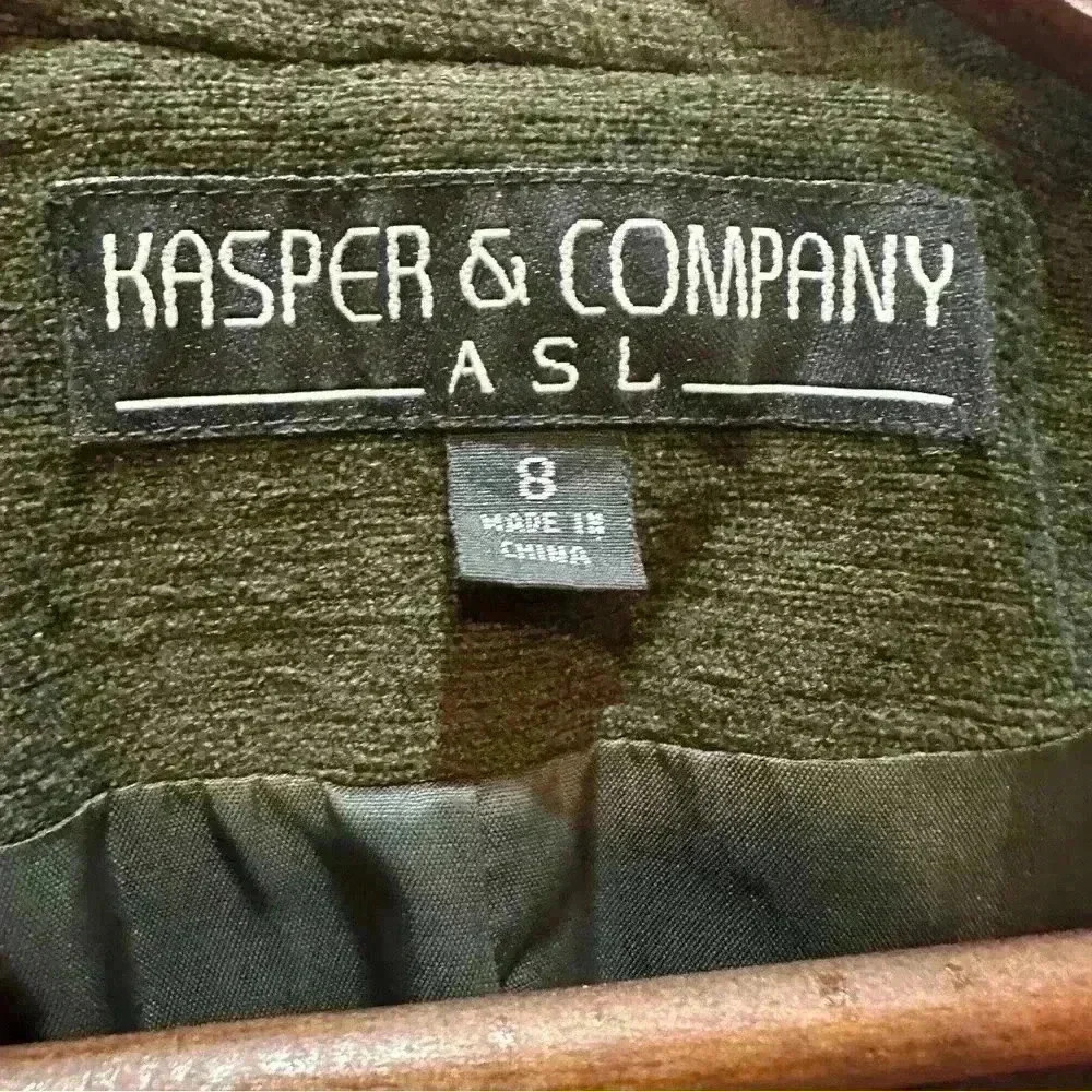 Kasper & Co ASL Vintage Green Viscose Blazer Jacket And Skirt Set Women’s Size 8 - Picture 6 of 16